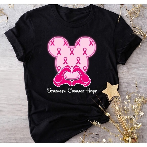 LormaChill Other - Mickey Mouse Breast Cancer Strength Courage Hope T-Shirt